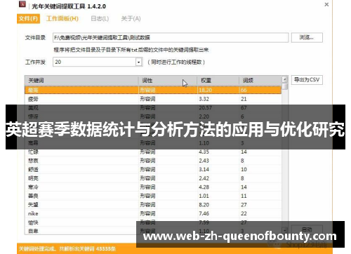 英超赛季数据统计与分析方法的应用与优化研究